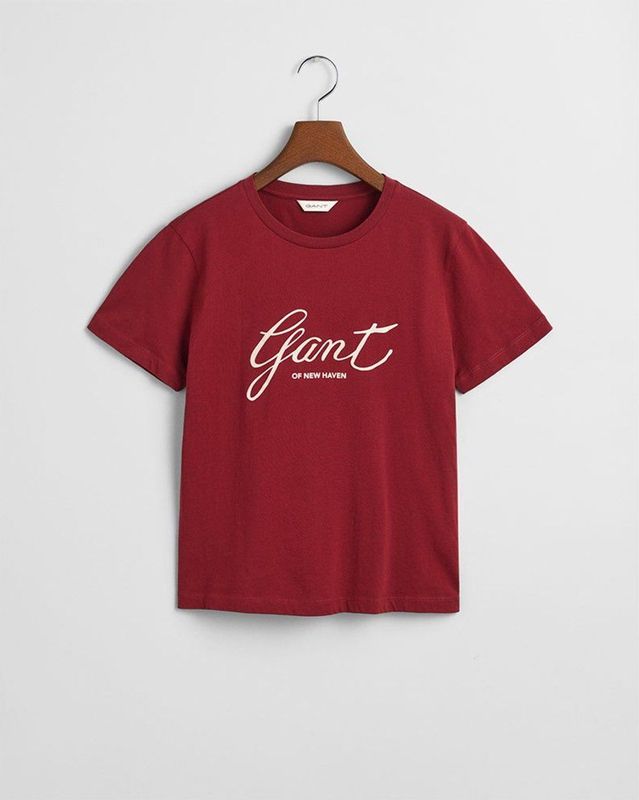 Gant Reg Script T-shirt Met Korte Mouwen Rood XS Vrouw