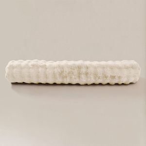 Primaviera Deluxe Bodypillow Pompom – 140x20 cm – Faux Fur – Lang Kussen – Luxe en Zacht – Stevig – Wasbaar – Beige