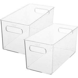 Set van 2x stuks 5five badkamer opslagbox voor make-up flesjes - kunststof - 31 x 15 cm - nagellak box - make-up box - organizer