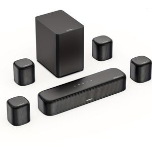 7.1 Kanaals Surround Sound Set – Home Theater Systeem – Soundbar – Dolby Atmos Speaker – Draadloos Surround Systeem – Draadloze Speakers – HD-eARC Aansluiting – App Bediening