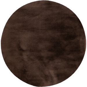Heaven | Rond Hoogpolig Vloerkleed | Dark Taupe | Hoogwaardige Kwaliteit | 160x160 cm