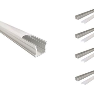 1m aluminium profiel voor ledstrip - ondoorzichtige afdekking (set van 5) - Kunststof - Zilver - Pack de 5 - 1 m - SILUMEN