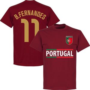 Portugal B. Fernandes 11 Team T-Shirt - Bordeaux Rood - M