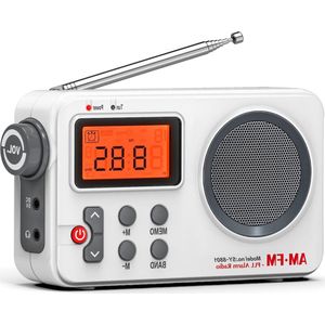 oCreon FM/AM Radio op Batterijen - Wereldontvanger met Groot Display - Wekker - USB/Batterij Stroom