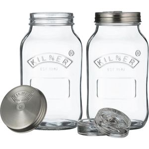 Kilner – Fermentatie set – Voor fermenteren en inmaken – 2 x 1L Voorraadpotten