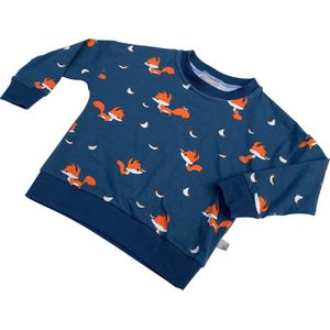 tinymoon Unisex Sweater – model batwing – Foxy – Blauw – Maat 98/104