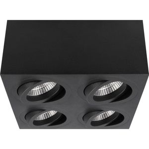 Yphix Palermo Opbouwspot - Vierkant - 4 Lichtpunten - Kantelbaar - 160x160mm - Zwart