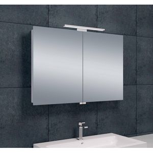 Saqu Essentials Spiegelkast - met LED verlichting - 90x60x14 cm - Spiegel Badkamerkast