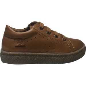 Naturino Mt 30 veter/rits effen lederen sneakers Cycas cognac