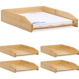 Relaxdays 5 x brievenbak stapelbaar - documentenbak - hout - A4 formaat - papierbak bamboe