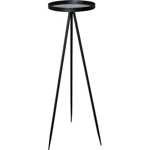 PTMD Desta zwarte plantentafel van metalen met glas maat in cm: 43 x 32 x 100 - Zwart