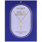 Lucardi - Dames Stalen Goldplated Ketting - Goudkleurig - 47 cm