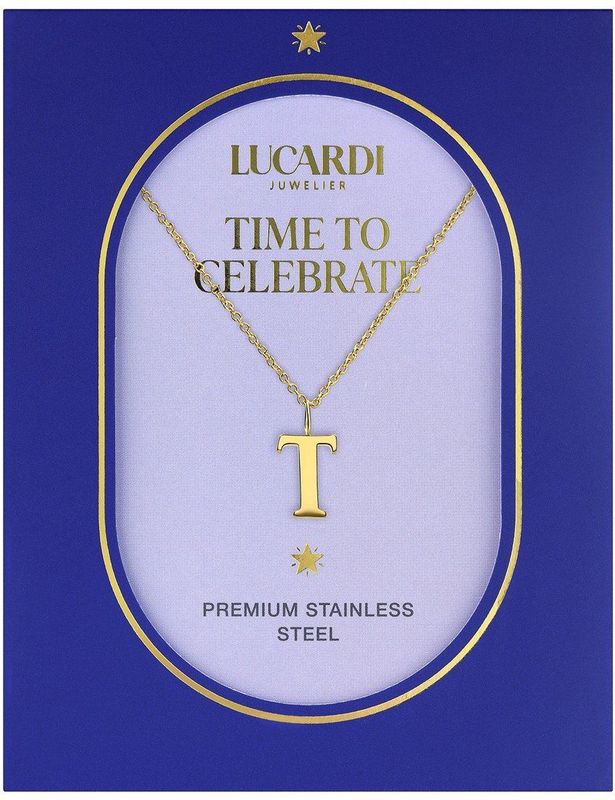 Lucardi - Dames Stalen Goldplated Ketting - Goudkleurig - 47 cm