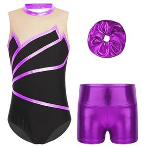 Glanzend Gymnastiekpak voor Meisjes - Turnbody met Short en Hoofdband voor Ballet en Dans