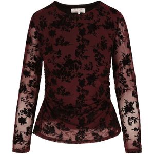 LolaLiza T-shirt T Meshvelvet 02100318 5514 Bordeaux Wine/black Dames Maat - M