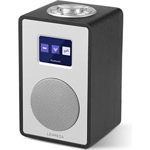 DAB/DAB+ en FM Digitale Radio met Bluetooth Luidspreker en Dubbele Wekker - Zwart Houtlook