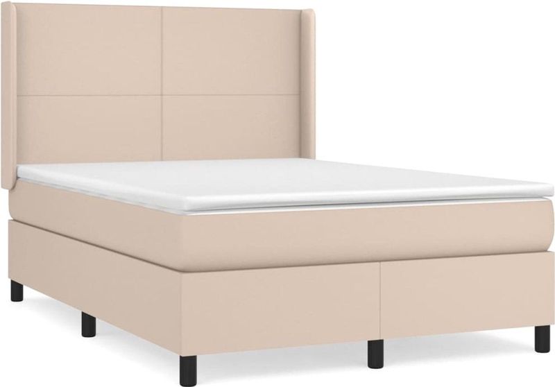 vidaXL - Boxspring - met - matras - kunstleer - cappuccinokleurigx190 - cm
