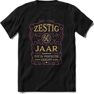 60 Jaar Legendarisch Gerijpt T-Shirt | Oud Roze - Ivoor | Grappig Verjaardag en Feest Cadeau Shirt | Dames - Heren - Unisex | Tshirt Kleding Kado | - Zwart - XXL