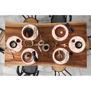 Ronde placemats - Onderlegger - Placemats rond - Marmer print - Rose goud - Patronen - Chic - 6 stuks