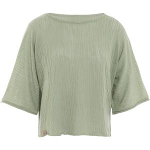 Knit Factory Jose Dames Trui - Damestrui voor Lente en Zomer - Dames top - Halflange mouw - Fijn gebreide trui - Wijde trui - T-shirt - Sage Green - 36/42 - One Size
