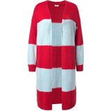 Angel of Style - Dames - Lang vest straight fit blokstrepen - Neonrood - Maat 42+