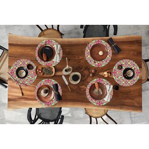 Ronde placemats - Onderlegger - Placemats rond - Abstract - Patroon - Lavalamp - Hippie - 6 stuks