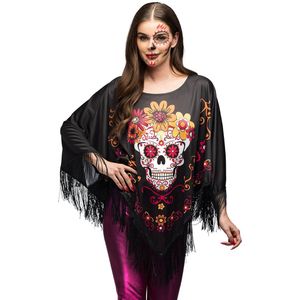Day Of The Dead - Poncho - Zwart - 100% Polyester