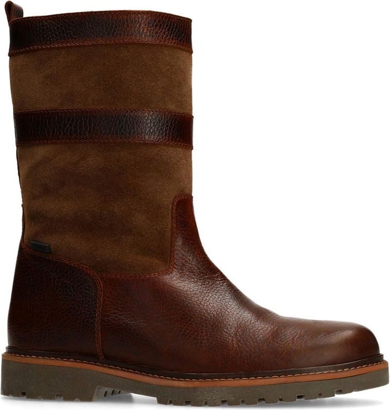 Manfield - Cognac - Leren Boots - Veterboots