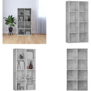vidaXL Boekenkast/dressoir 66x30x130 cm bewerkt hout betongrijs - Boekenkast - Boekenkasten - Boekenschap - Boekenschappen