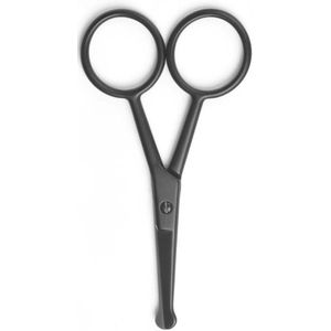 Thelau - Neushaarschaar met Gebogen Roestvrij Staal en Afgeronde Punt - Premium Manicure Tool voor Wenkbrauwen, Gezicht en Nagels - Ideaal voor Mannen - 8,9 cm - Zwart Kleur.