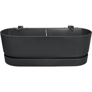 Elho Greenville Easy Balcony 52 - Balkonbak met Ophanging - 100% Gerecycled Plastic - L52 x B21.2 x H19.4 cm - Living Black