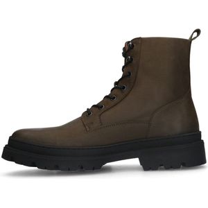 Manfield Leren Veterboots Groen