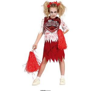 Guirca - Cheerleader Kostuum - Zombie Cheerleader Campus No Brains - Meisje - Rood, Wit / Beige - 5 - 6 jaar - Halloween - Verkleedkleding