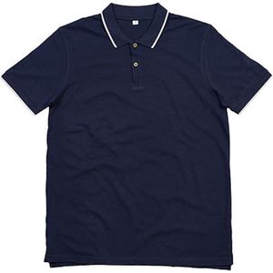 Herenpolo 'Tipped' met korte mouwen Navy - L