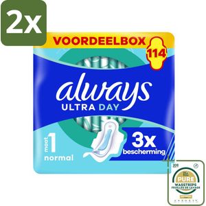 Always - Maandverband - Normal - Met Vleugels - Maat 1 - 114 Maandverband - Voordeelverpakking - 2 stuks - Always Ultra - Always Normal