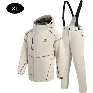 Nivard Ski Suit - Skipak - SkiBroek - Wintersport - Skijas - Heren - 2-Delig - Licht Beige - Maat S