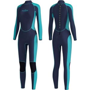 Livano Wetsuit Dames - Swimsuit - Shorty - Surfpak - Duikpak - Lange Mouw - Zwemsuit - Marineblauw - XS