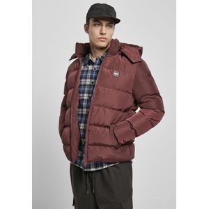 Urban Classics - Hooded Gewatteerd jack - M - Bordeaux rood