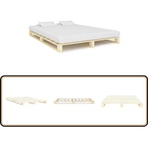 vidaXL Pallet Bedframe 180x200cm Massief Grenenhout Pallet Bedframe - Massief Hout Bed - Grenenhout Bedframe - Bedframe 180x200 - Tweepersoons Bed