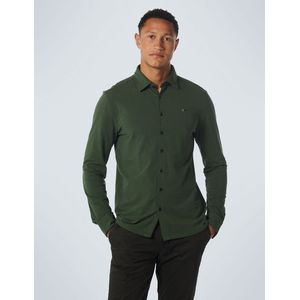 No Excess Mannen Shirt Jersey Stretch Effen Donker Groen XL