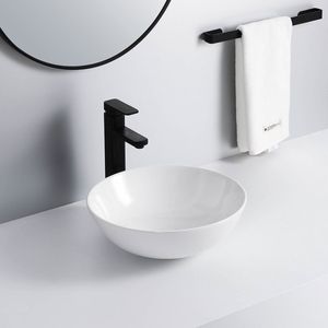 BORELLI - Waskom Mina Glans Wit - 39cm - Wastafel - Rond - Nano Coating - Kras Vast - Duurzaam - Trendy Design