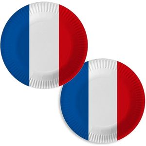 Frankrijk/franse vlag gebaksbordjes - 30x - karton - D23 cm - Landen thema wegwerpservies