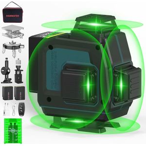 Laser Waterpas 4D Zelfnivellerend met 3 Modi en Oplaadbare Batterijen