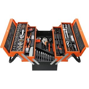 Royal Swiss® 85 Delig Dopsleutelset - Hoogwaardig Chroom - Cadeau voor mannen - Doppenset - Doppenset in Koffer - Gereedschapskoffer Gevuld - Aluminium - Handgereedschap