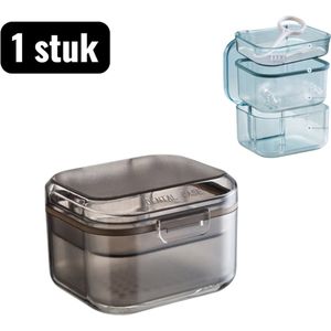 1 stuk - Opbergdoos - Opbergdoos voor Gebitsbeugels - Draagbare Kunstgebit Reinigingsbox - Opvouwbare Opbergcase voor Onzichtbare Beugels - Zwart