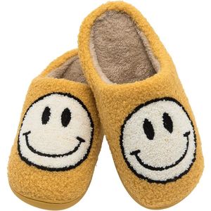 Happy Slippers -Smiley pantoffel - Smiley sloffen - Smiley Slippers - Pantoffels Dames & Heren - Happy Slippers - Lachende pantoffel - Sloffen -Sloffen met smiley - Emoji pantoffel - Emoji Slipper - Maat 38-39 - Oranje en Blauw