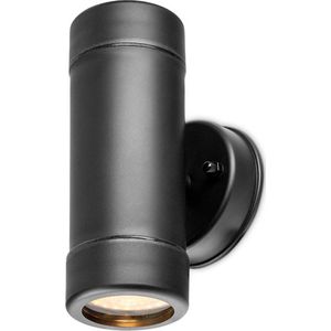 Otey – LED Wandlamp Zwart – Up & Down Light - GU10 excl. lichtbron - Dimbaar - IP44 waterdicht - Voor binnen & buiten - Wandspot - Polycarbonaat