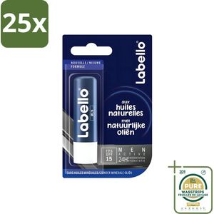 25 x Labello - Active for Men - Lippenbalsem - Intensieve Hydratatie - 4.8 g - Grootverpakking - Lippenbalsem Mannen - SPF 15 - Hydratatie Lippen - Droge Lippen - UV Bescherming