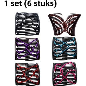 6-delige set - Haarband - haarspeld - Elastische haarkam - Verstelbare haarclip - Kreukvrije haarclip voor vrouwen en meisjes - Vintage knotmaker - Geschikt voor krullend, dik, golvend haar en paardenstaarten - One Haaraccessoire voor Creatieve Kapse