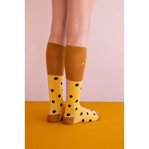Sticky Lemon - knee high socks | black freckles | pirate purple + retro yellow